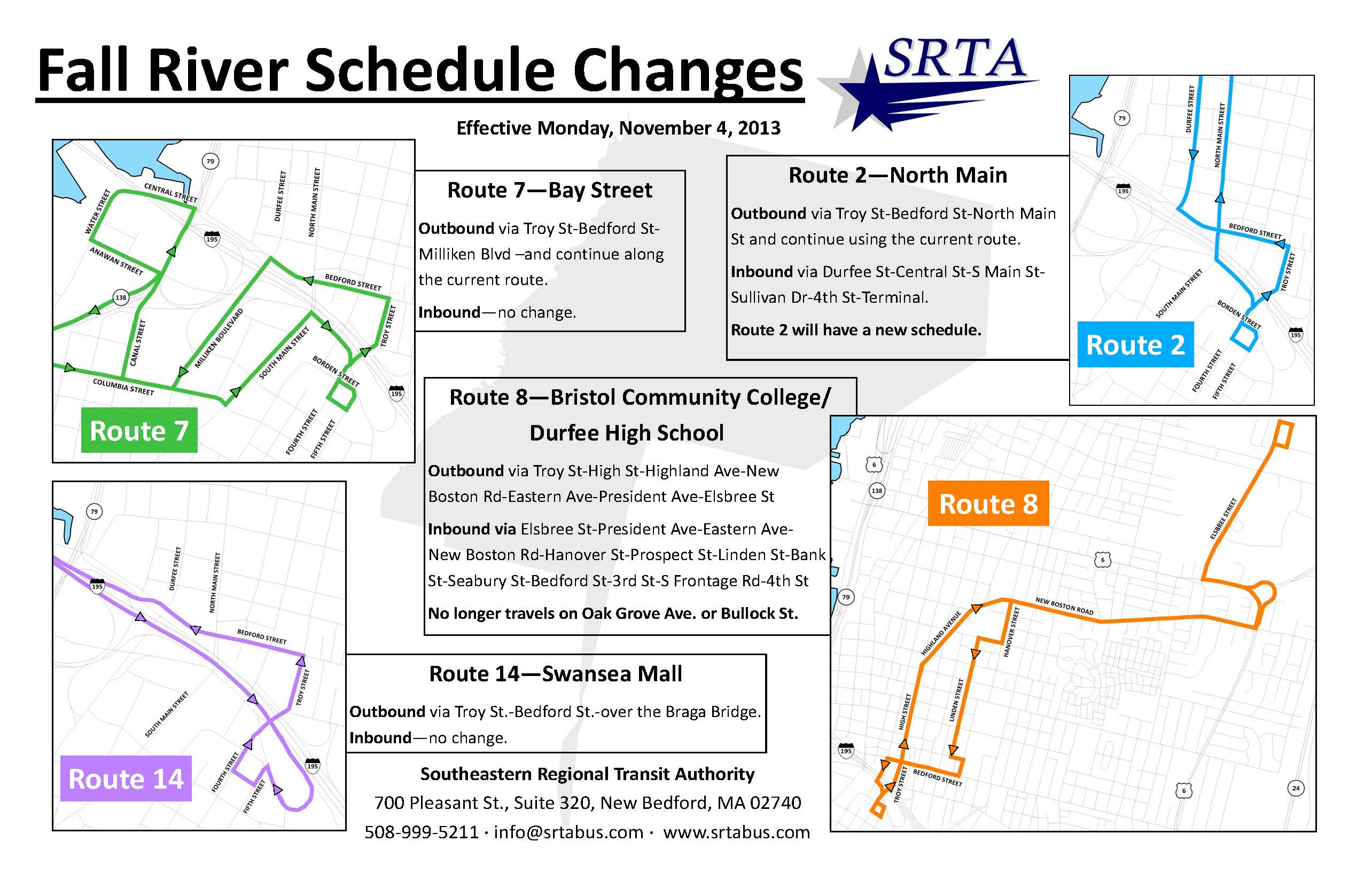 Nov 4 Schedule and Route Changes Fall River